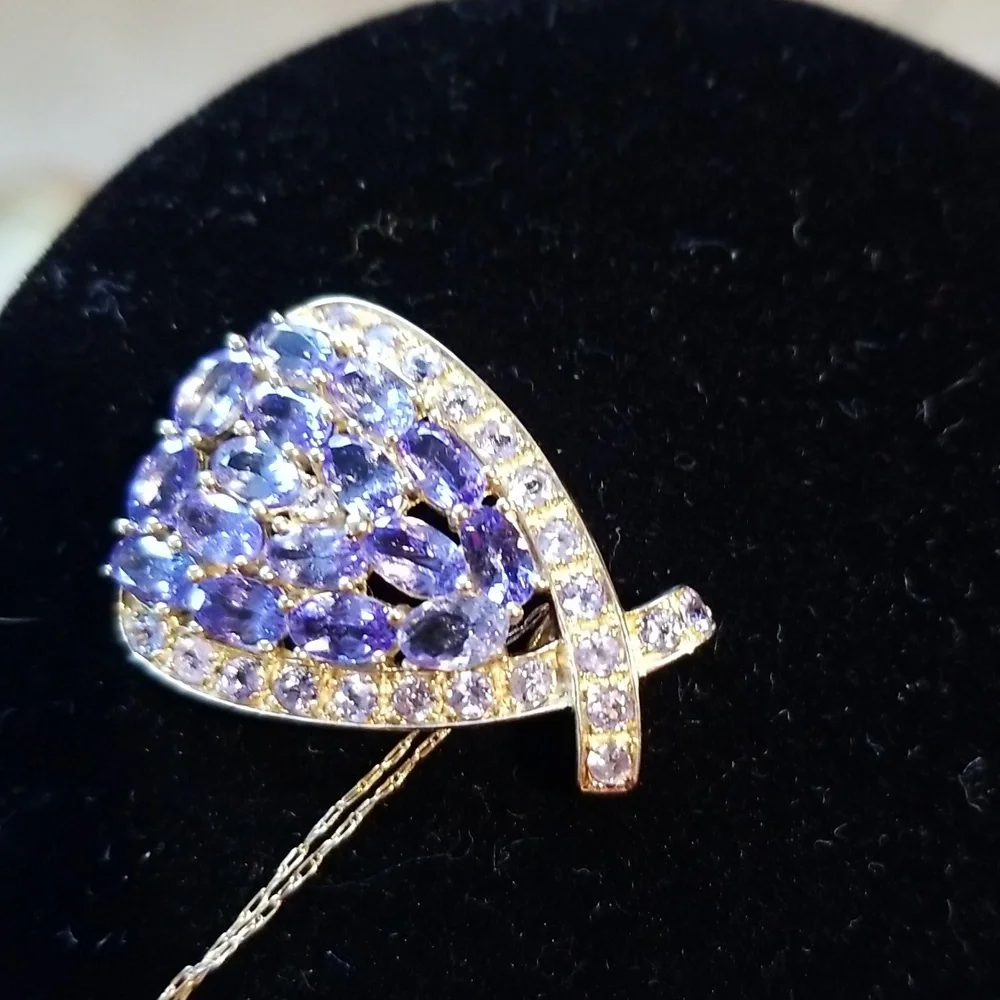 Tanzanite Large Pendant Slide 10kt gold - Picture 7 of 11
